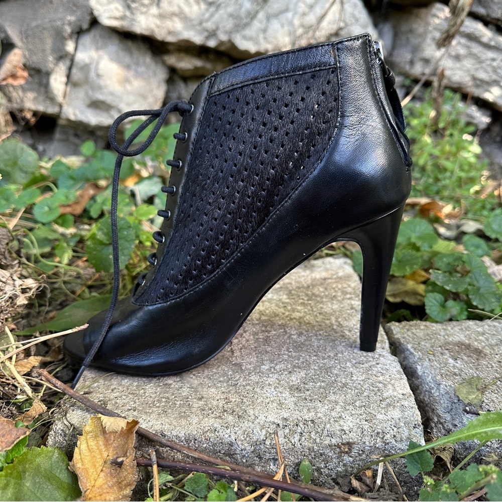French Connection Black leather Heels size 38.5 - Picture 3 of 8